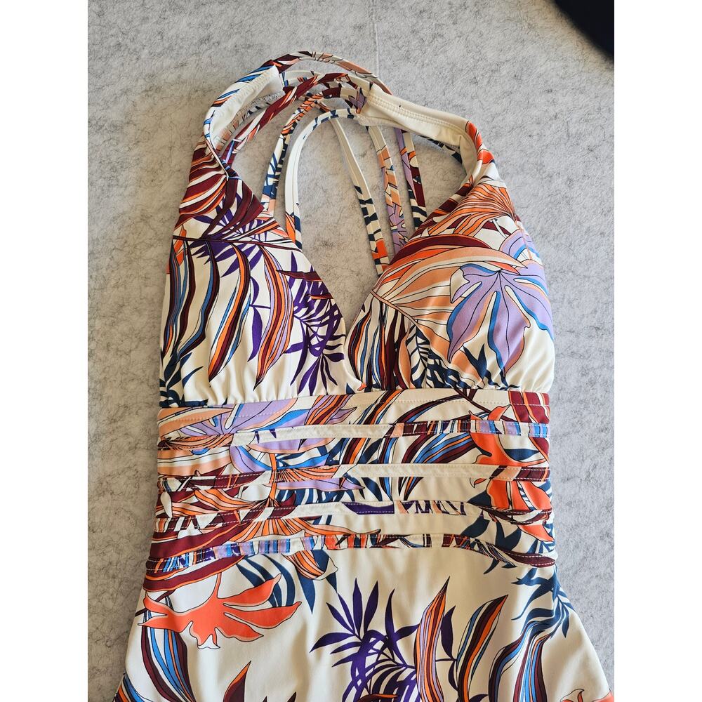 La Blanca Botanical Garden Multi-Strap Cross-Back One-Piece Swimsuit, Sz S - Picture 5 of 7
